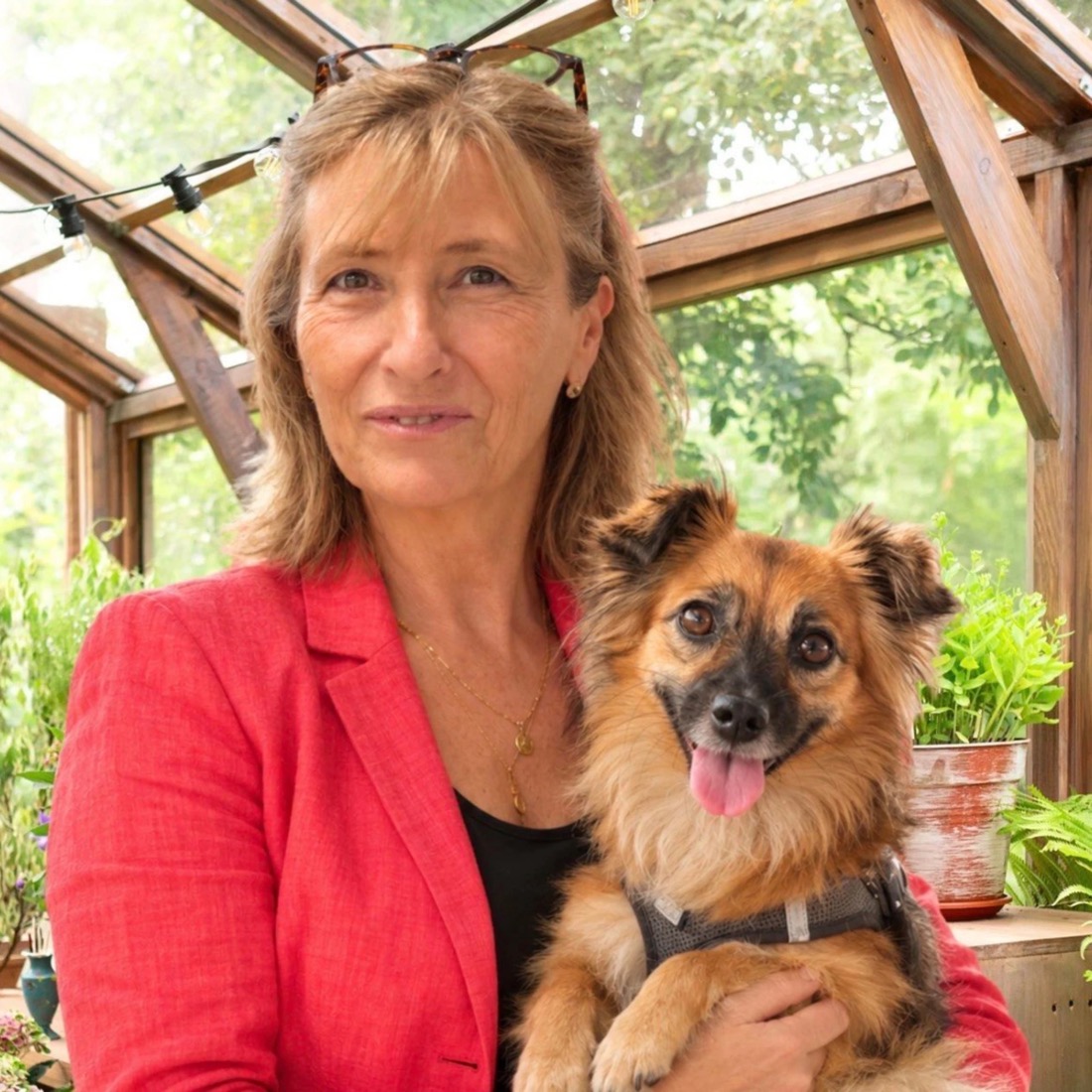 Céline Bérard Bondoux avec son chien